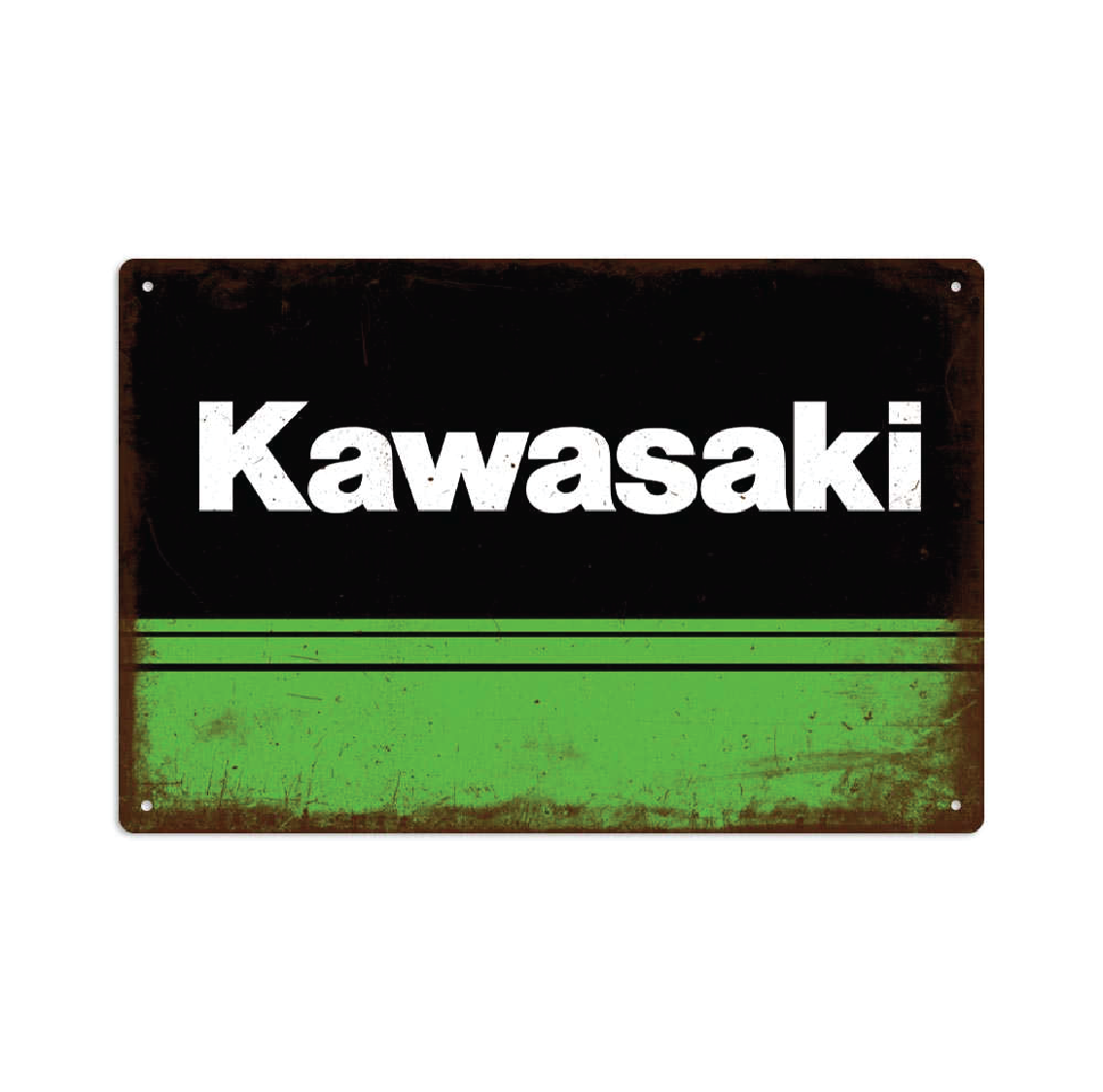 Kawasaki Tin Metal Sign Rustic Look Vintage Man Cave