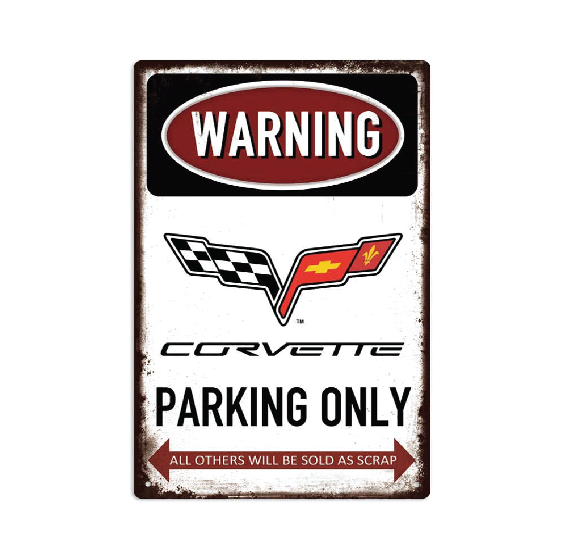 Corvette Parking Only Tin Metal Sign Rustic Look Vintage Man Cave