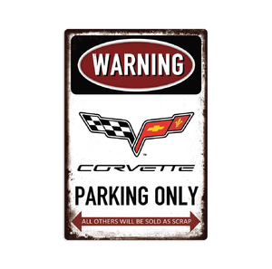 Corvette Parking Only Tin Metal Sign Rustic Look Vintage Man Cave