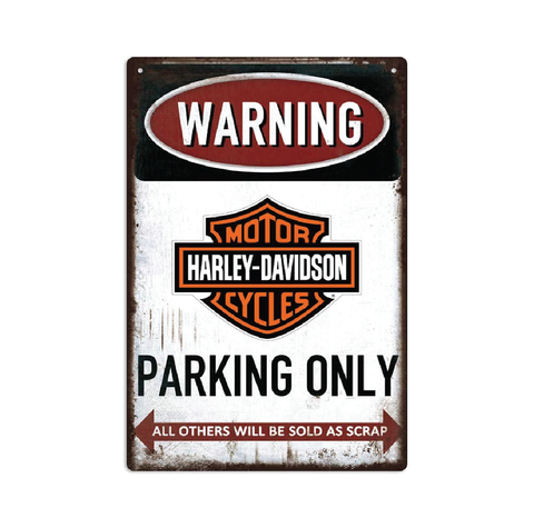 Harley Davidson Parking Only Tin Metal Sign Rustic Look Vintage Man Cave