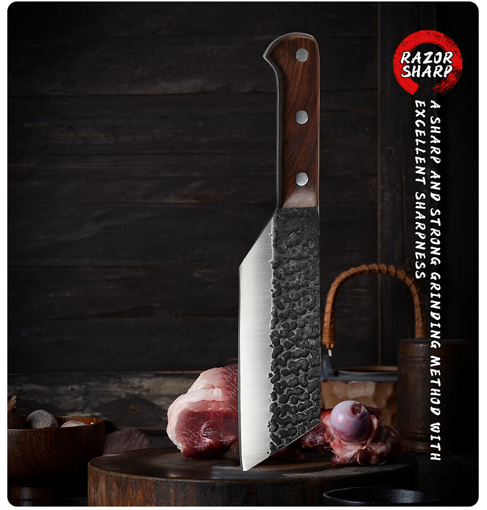 Hand Forged Butchers Cleaver Kitchen Knife