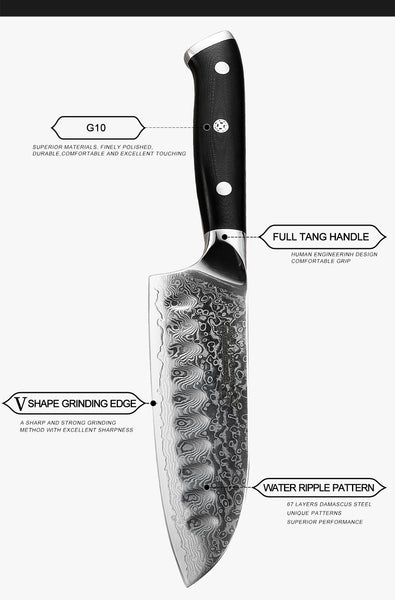 5 Inch VG10 Damascus Steel Japanese Santoku Chef's Knife