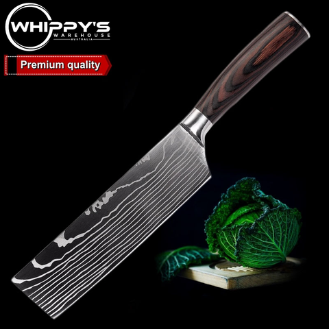 Professional 7 Inch Nakiri Knife Japanese Stainless Steel with Laser Pattern