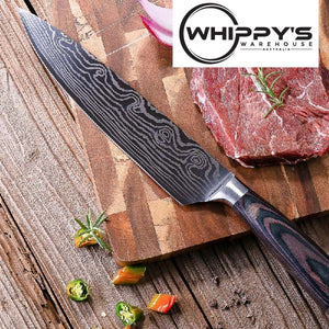 Chef's knife 8 inch high carbon stainless steel Damascus laser pattern kitchen knife