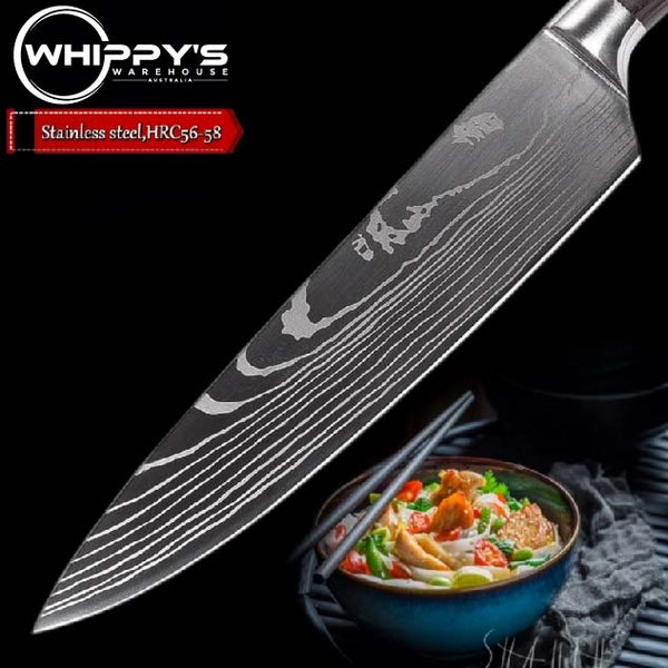 Chef's knife 8 inch high carbon stainless steel Damascus laser pattern kitchen knife