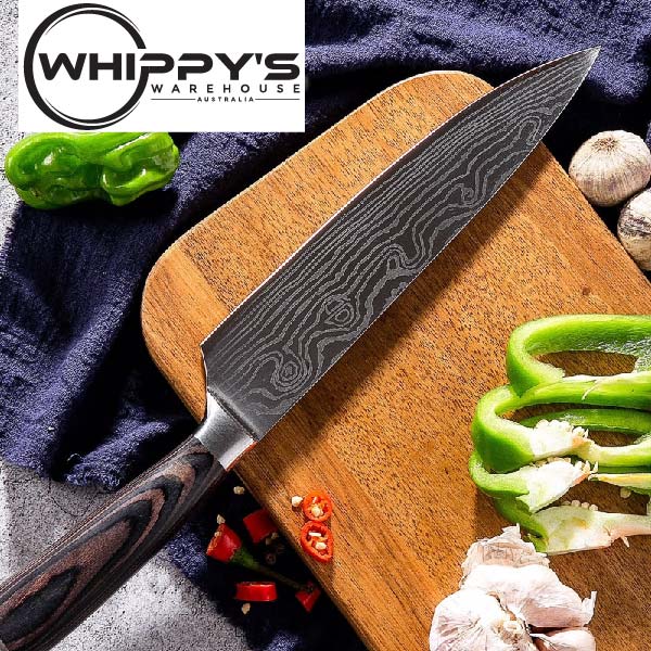 Chef's knife 8 inch high carbon stainless steel Damascus laser pattern kitchen knife